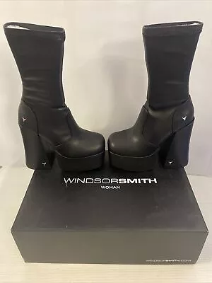 Windsor Smith Baddest Black Heel Boots Women's Size 6 NEW! • $75