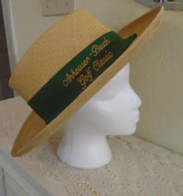 Vintage Anheuser Busch Golf STRAW HAT Green Band Made In USA Large Texace • $21.05