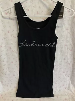 Bridesmaid Wedding Black Tank Top Bedazzled (xs) NEW • $8.99