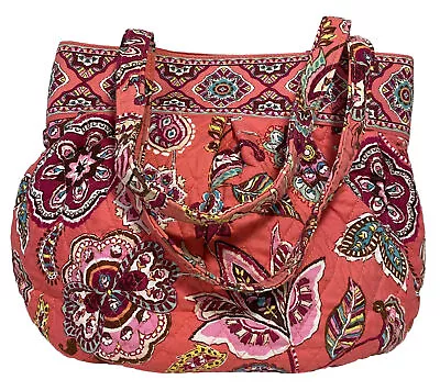 Vera Bradley Handbag Call Me Coral Pattern Purse Zip Top Double Handles Retired • $14.97