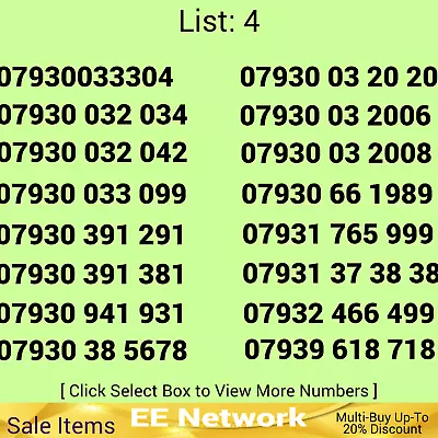 EASY MOBILE NUMBER GOLD EE PAY AS YOU GO SIM CARD UK GOLDEN PLATINUM VIP List: 4 • £7.49