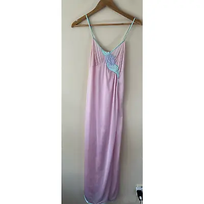 Vintage Coquette Maxi Slip Dress Flower Embroidery 60s/70s • $28