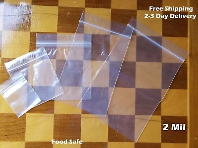 Clear Reclosable Zip Seal 2Mil Bags Poly Plastic 2 Mil Top Lock Baggies Jewelry • $8.88