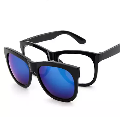 Big Oversized Frame Geek Reading Glasses Magnetic Clip On Sunglasses Sun Readers • $15.99