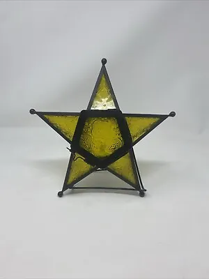 Moroccan Star Tea Light Yellow Glass • $11