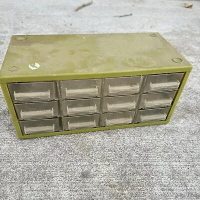 VINTAGE GREEN 12 DRAWER STORAGE ORGANIZER CABINET 12”x6”x6” (Like Akro Mils) • $22