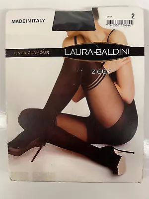 Laura Baldini Ziggy Tights Mock Hold-up Tights With Stripes - Black Size 2 Bnwt • $8.69