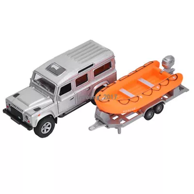Land Rover Defender Trailer With Rescue Boat Play Set Diecast Boys Toys Gifts • $36.29