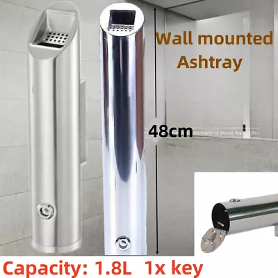 Wall Mounted Ashtray Stainless Steel Floor Standing Vertical Trash Bin 1.8L • $54.60