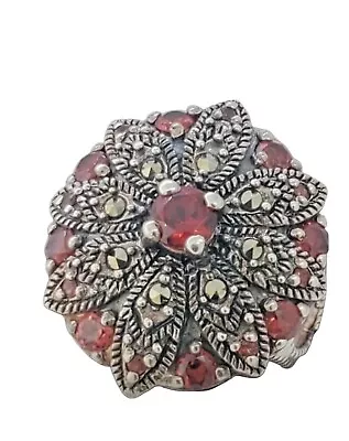 $37.85 • Buy 925 Sterling Silver Flower Madeira Citrine Vintage Bombe Ring Marked NF Size 6
