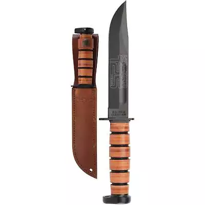 KA-BAR Knife Dog's Head 125TH Anniversary Fixed Steel Blade Leather Handle 9228 • $107.50