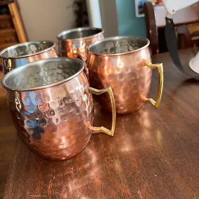 Pier 1 Imports 4 Piece Set 18 Oz Moscow Mule Copper Stainless Steel Mugs • $12