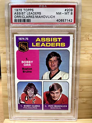 1975 Topps Hockey - Assist Leaders Orr/Clarke/Mahovlich - #288 - PSA 8 NM/MT • $64.99