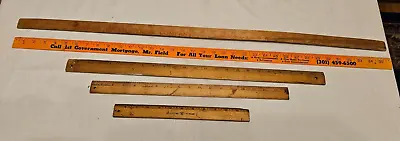 Lot 5 VTG Advertising Wooden Yard Sticks And Rulers - KOONTZ GOV. MORTGAGE +++ • $9