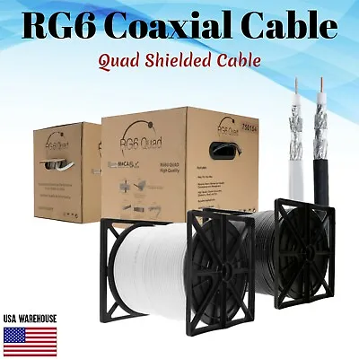 RG6 Coaxial Cable Quad Shield Direct Burial Bulk 18AWG Coax Wire Satellite • $70.95