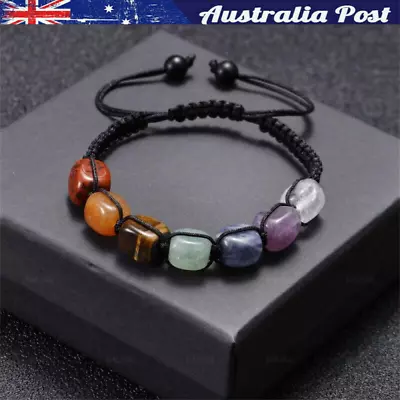 Crystal Gemstone Bracelet 7 Chakra Bead Anxiety Stone Jewellery Healing Reiki • $10.29