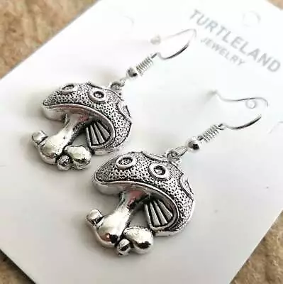 925 Sterling Silver New Fashion Jewelry Charm Mushroom Drop Dangle Hook Earrings • $13.74