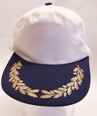 Vintage Captain Hat Ball Cap Gold Leaf Cluster Adjustable Scrambled Eggs White • $30.21