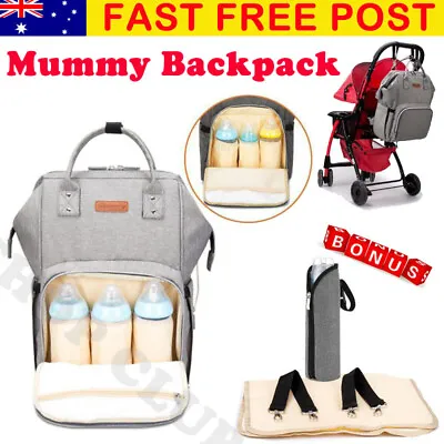Waterproof Large Mummy Nappy Diaper Bag Baby Travel Changing Nursing Backpack • $34.50
