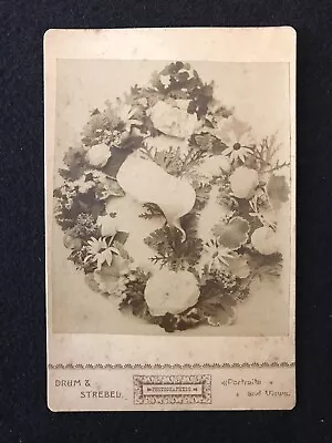 Antique Memorial Funeral Decoration Wreath Cabinet Photo Card • $14.95