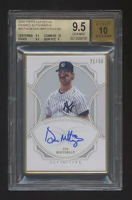 Bgs 9.5 Don Mattingly 2020 Topps Definitive Gold Frame Autograph #ed 21/30 Hof ? • $499.99