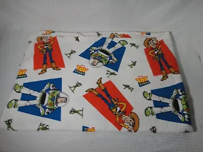 Vintage Toy Story Twin Flat Top Sheet Cotton 90 X67  Woody Buzz Toy Soldiers • $24.99