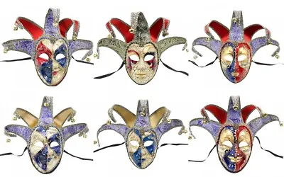 Venetian Mardi Gras Jester Joker Masquerade Mask Full Face Fabric Embroidery • $29.95