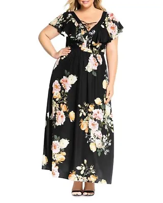 CITY CHIC - Size S (16-18) NWT 'Tuscan Rose Maxi' Floral Dress V-neck Plus Size • $69.95