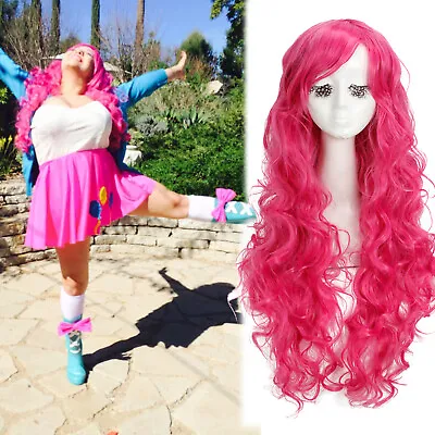 My Little Pony Pinkie Pie Magenta Curly Wavy Wave Long Cosplay Wig Halloween Wig • $13.94