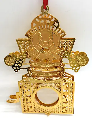 Danbury Mint Gold PlatedJack In The Box Christmas Ornament Ribbon 1988  • $13.95
