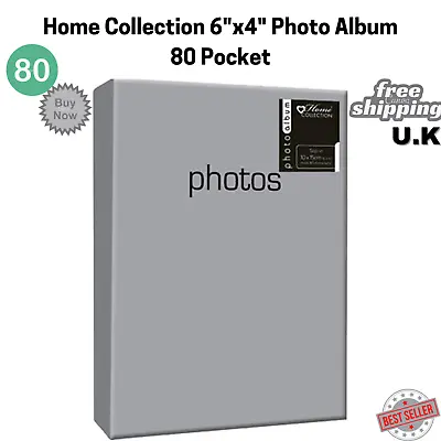 £5.99 • Buy Home Collection 6 X 4  Small Slip In Grey Photo Album Book Hold 80 Photos