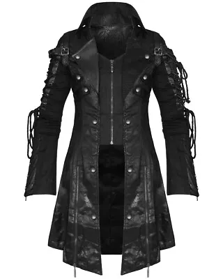$148.38 • Buy Punk Rave Poison Black Jacket Mens Faux Leather Goth Steampunk Military Coat