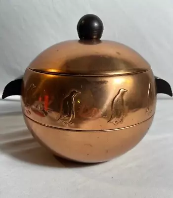 West Bend Copper Penguin HOT And COLD SERVER Ice Bucket Bar Cocktail Vintage MCM • $25.50