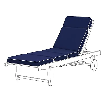 Gardenista Outdoor Navy Sun Lounger Recliner Cushion Garden Patio Sunbed Seat • £49.97