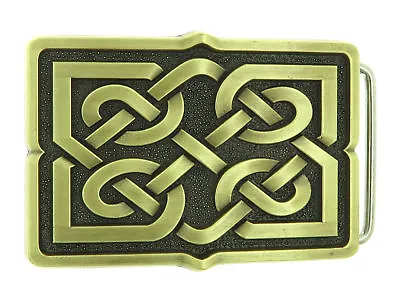 Celtic Cross Knot Rectangle Bronze Plated Belt Buckle • $9.99