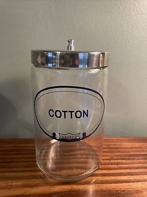 7” Grafco COTTON Balls Swabs Glass Jar Lid Storage Apothecary Medical • $18