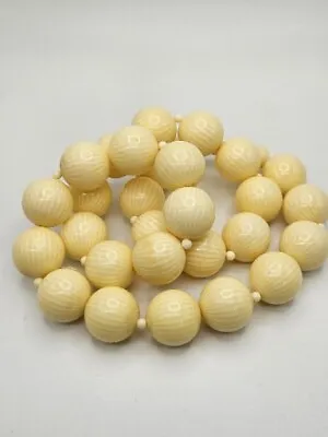Vintage French Ivory Lucite Plastic Round Beaded Necklace • $69