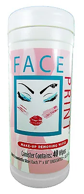 Face Print (New!) Premium Make-Up Removing And Cleansing Wipes 40ct Canister • $10.95