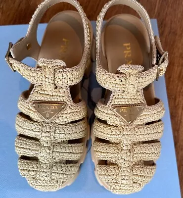 PRADA Monolith Crochet Cage Extra Light Sandals Size 36 Never Been Worn • £650