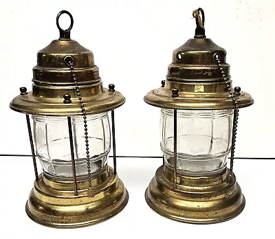 Pair Vintage Brass Hanging Nautical Ship Lamp/Lanterns • $49.50