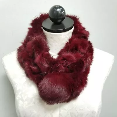 Valerie Stevens Red/Maroon 100% Rabbit Fur Scarf Neck Wrap Cover Italy • $14.40