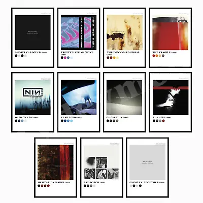 NINE INCH NAILS Discography Aesthetic Colour Pallette Album Music Poster Prints • £5