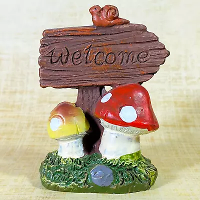 Fairy Garden Figurine Mushroom Cottage Welcome Sign 3in. Woodland Dollhouse    J • $10.98