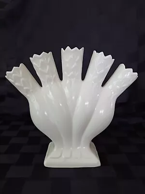 Vintage 1965 White Five Finger Posey Holder Vase Handmade In Virginia • $22