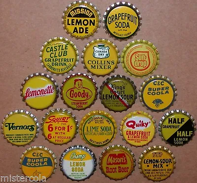 Vintage Soda Pop Bottle Caps YELLOW COLORS Lot Of 18 Different New Old Stock • $11.04