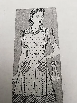 Vintage Apron Pattern Bib Full Size 1940s WWII Style Tulip Pockets Sewing  • $10
