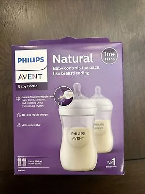 2 Pack Philips Avent Plastic Natural Baby Bottles 9oz 1M+ • $16.99