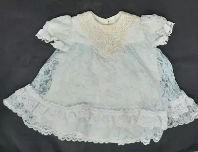 Vintage Gunne Sax Toddler Baby Girl Light Blue Lace Dress  Easter Size 24M • $25.50