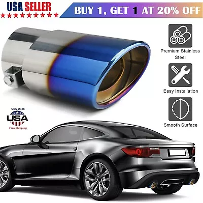 Car Muffler Tip Dual Exhaust Pipe Tail Burnt Blue Titanium Stainless Steel Rear • $10.97