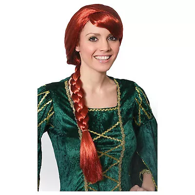 Adults Red Plait Wig Princess Ogre Movie Character Fancy Dress Accessory Unisex • £8.99